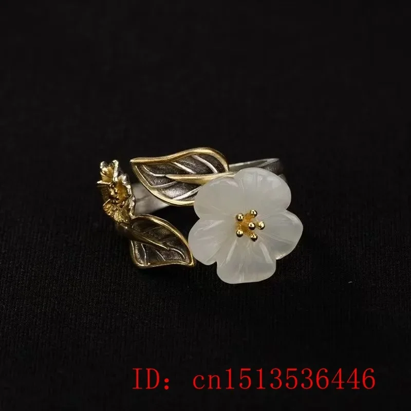 925 เงินสีขาวHetianหยกดอกไม้แห - Men'S Fashion Rings บทวิจารณ์และราคา