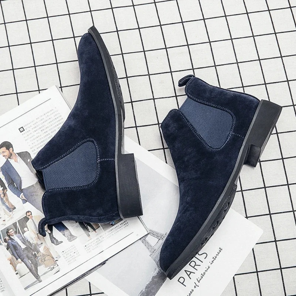 รองเท้าบูทเชลซีผู้ชาย สีน้ำเงิ - Mens Fashion Modern บทวิจารณ์และราคา