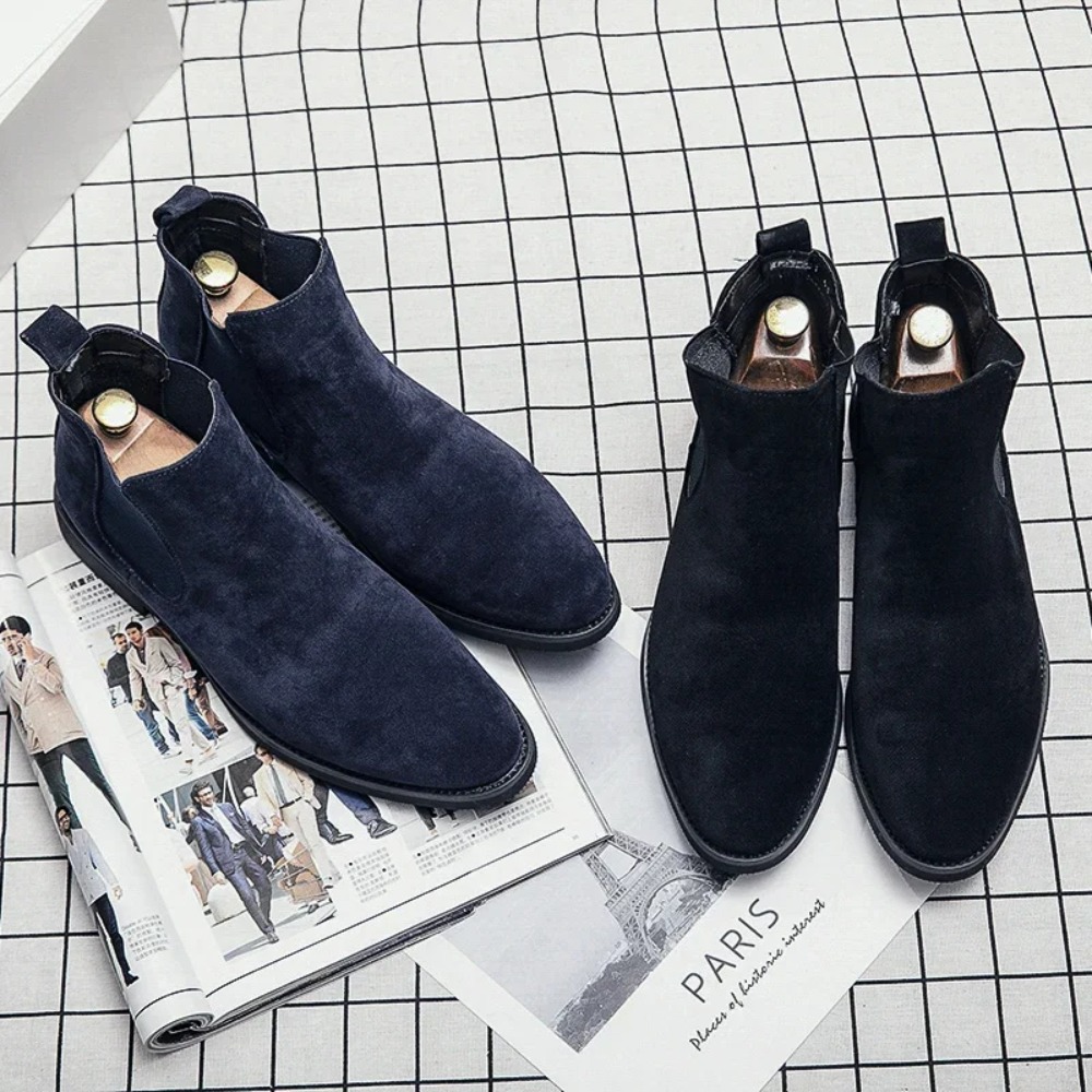 รองเท้าบูทเชลซีผู้ชาย สีน้ำเงิ - Mens Fashion Modern บทวิจารณ์และราคา