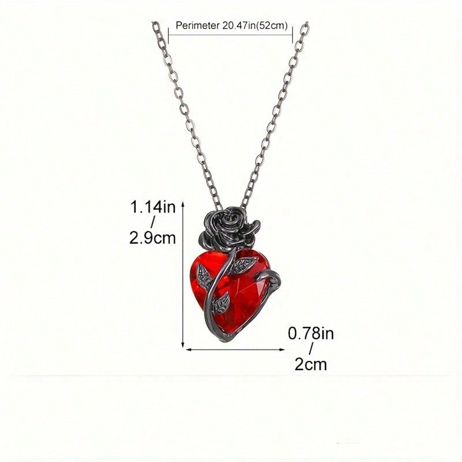 สร้อยคอจี้รูปหัวใจดอกกุหลาบ 1  - Men'S Fashion Necklaces บทวิจารณ์และราคา