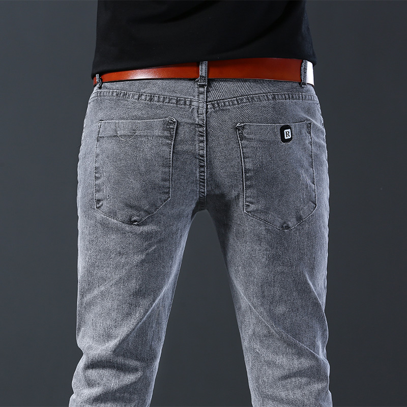 กางเกงยีนส์สีเทาผ้ายืดทรงสลิมส - Men'S Fashion Grey Jeans บทวิจารณ์และราคา