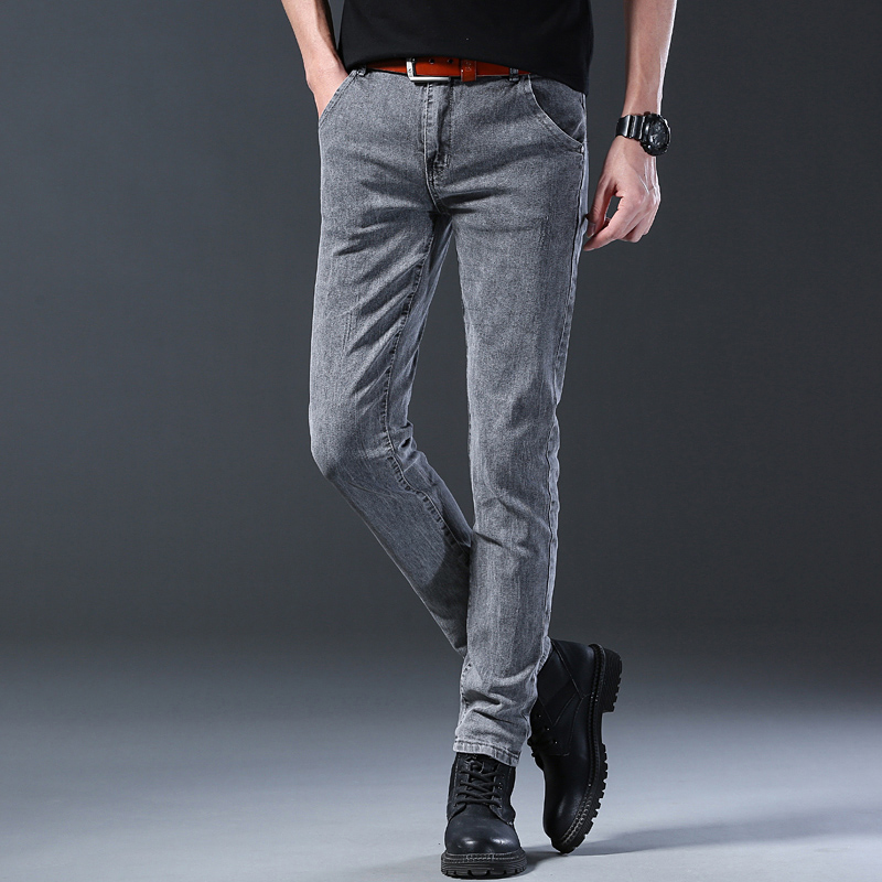 กางเกงยีนส์สีเทาผ้ายืดทรงสลิมส - Men'S Fashion Grey Jeans บทวิจารณ์และราคา