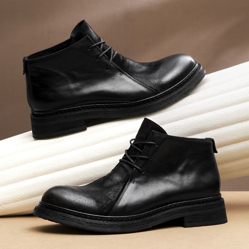 รองเท้าบูทหนังแท้สไตล์วินเทจสำ - Men Fashion Vintage บทวิจารณ์และราคา