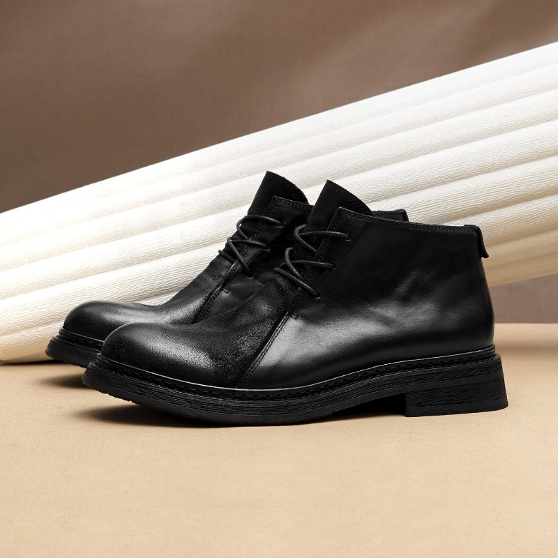 รองเท้าบูทหนังแท้สไตล์วินเทจสำ - Men Fashion Vintage บทวิจารณ์และราคา