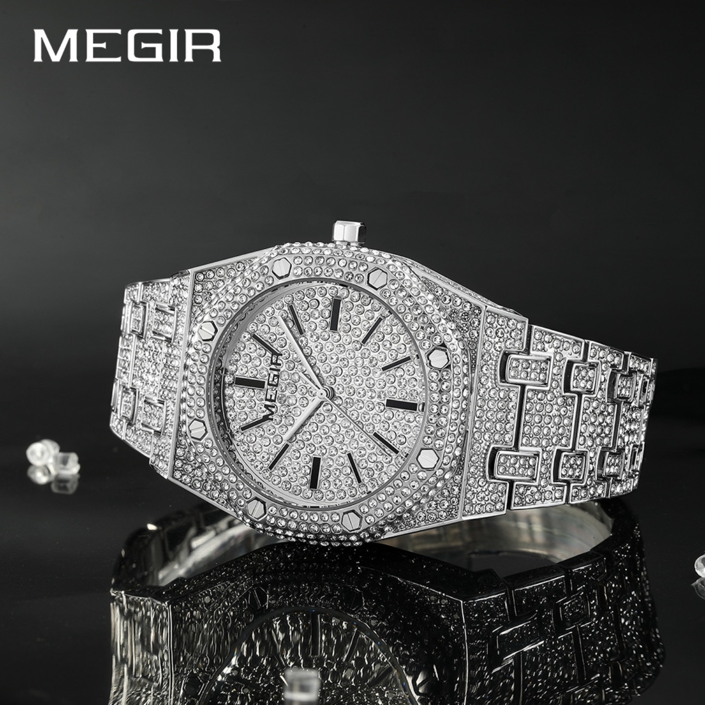 MEGIR หรูหราควอตซ์ไรน์สโตนนาฬิ - Men'S Fashion Luxury Brands บทวิจารณ์และราคา