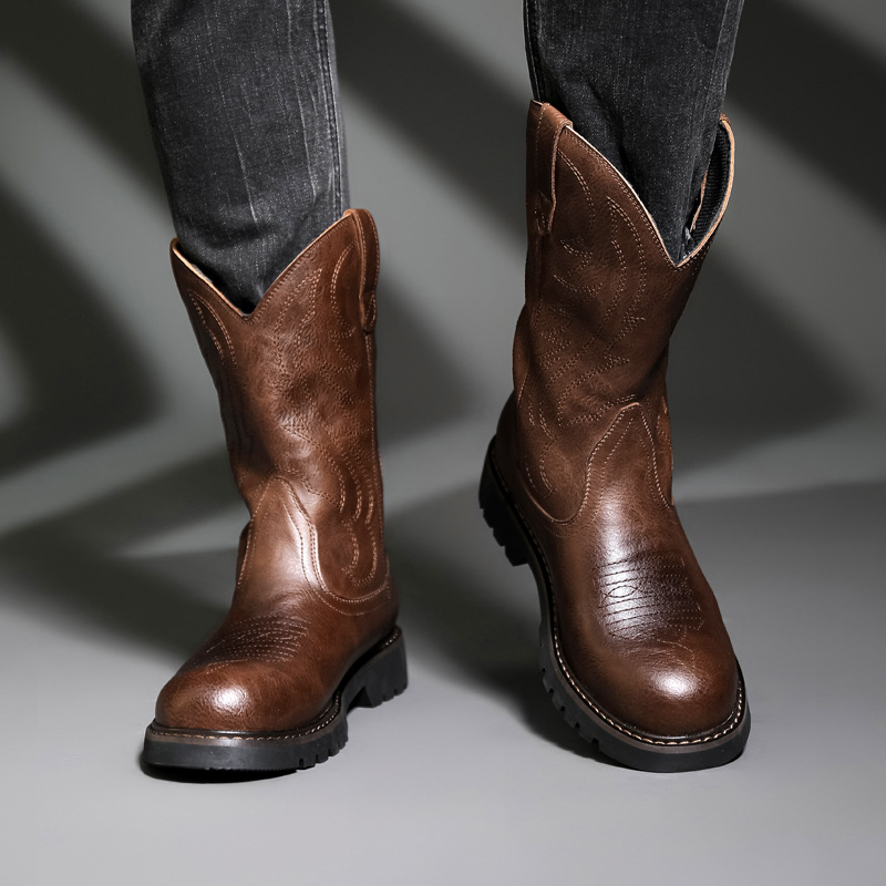 รองเท้าบูทคาวบอยผู้ชายแฟชั่น ร - Men Fashion Vintage บทวิจารณ์และราคา