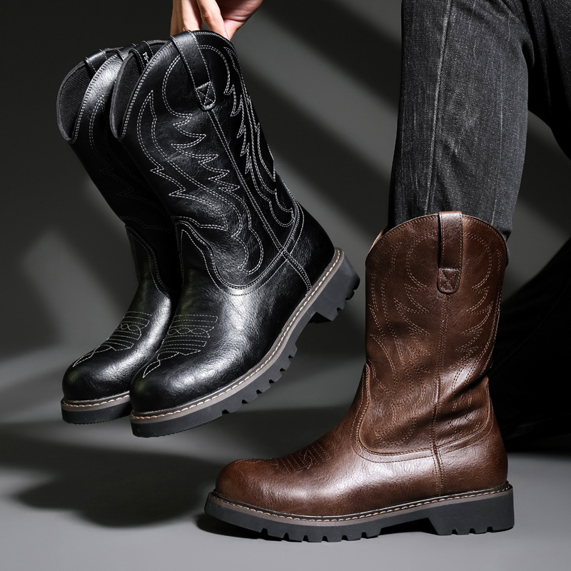 รองเท้าบูทคาวบอยผู้ชายแฟชั่น ร - Men Fashion Vintage บทวิจารณ์และราคา