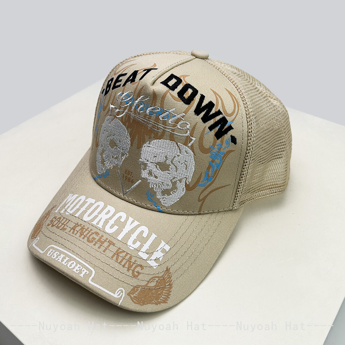 หมวกแก๊ปปักลายเปลวไฟรูปหัวกะโห - Trucker Hat Cap บทวิจารณ์และราคา