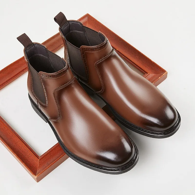 รองเท้าบูทหนังผู้ชายสไตล์วินเท - Men Fashion Vintage บทวิจารณ์และราคา