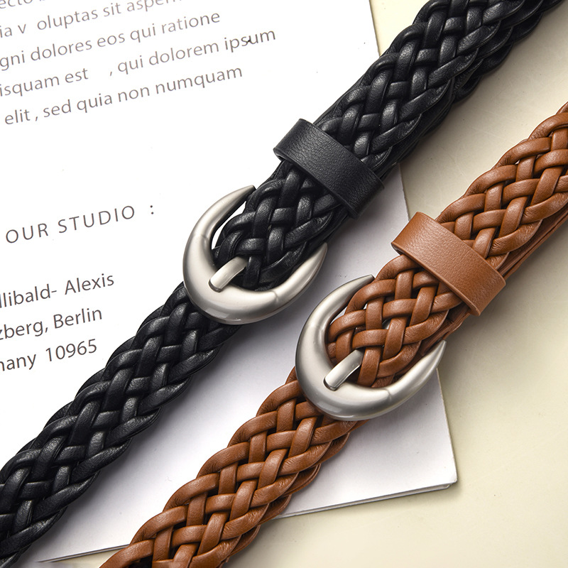 เข็มขัดผู้หญิงแบบถักสไตล์วินเท - Leather Belt Braided บทวิจารณ์และราคา