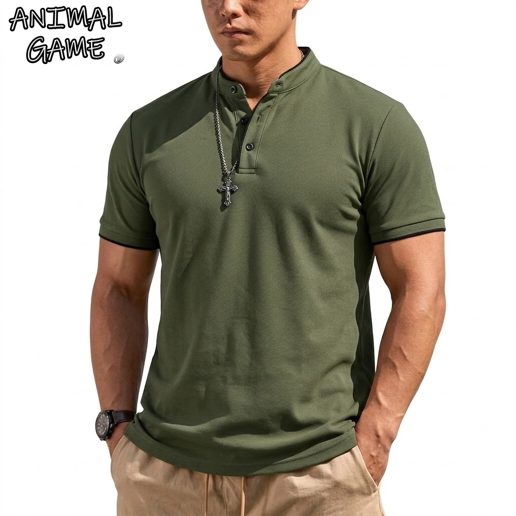 เสื้อเชิ้ตแขนสั้นทรงเฮนลีย์สำห - Men'S Fashion Polo บทวิจารณ์และราคา