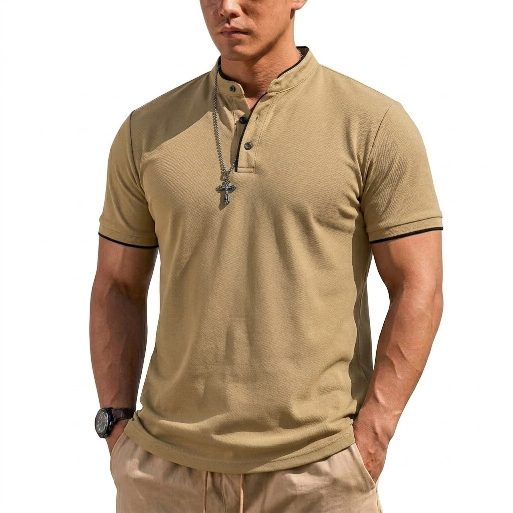 เสื้อเชิ้ตแขนสั้นทรงเฮนลีย์สำห - Men'S Fashion Polo บทวิจารณ์และราคา