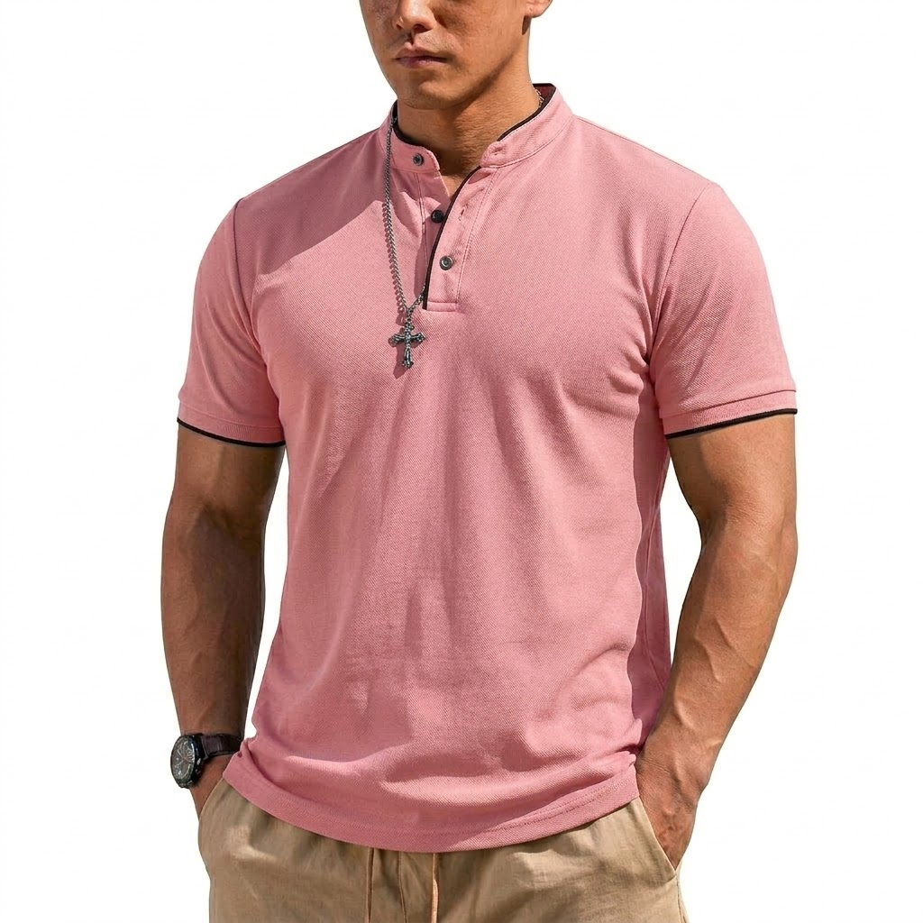 เสื้อเชิ้ตแขนสั้นทรงเฮนลีย์สำห - Men'S Fashion Polo บทวิจารณ์และราคา