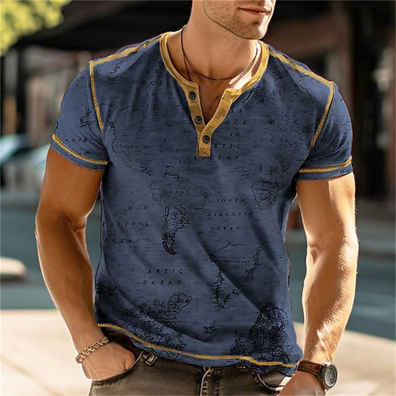 เสื้อเชิ้ตเฮนรี่ผู้ชาย ลายพิมพ - Men Fashion Vintage บทวิจารณ์และราคา