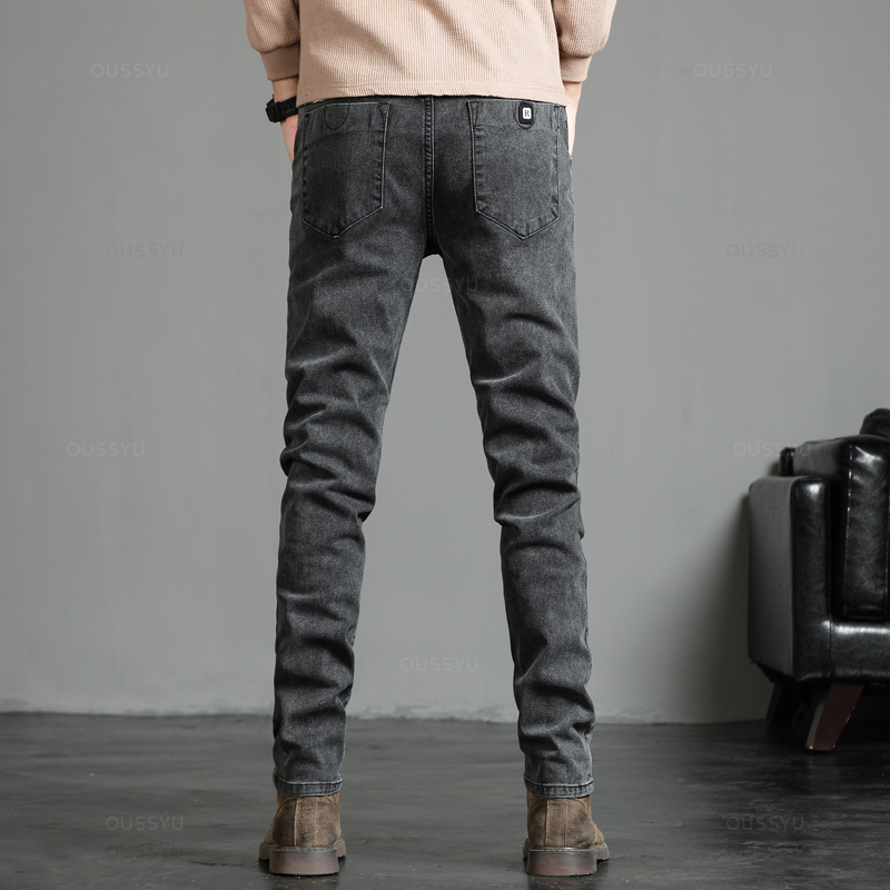 ฤดูใบไม้ร่วงฤดูหนาวผ้าฝ้ายผู้ช - Men'S Fashion Grey Jeans บทวิจารณ์และราคา