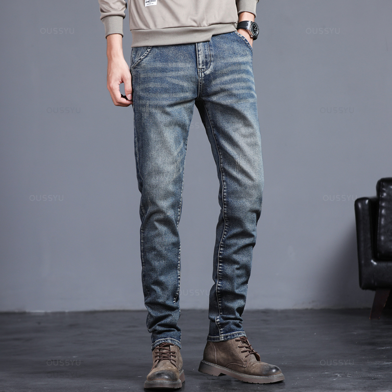 ฤดูใบไม้ร่วงฤดูหนาวผ้าฝ้ายผู้ช - Men'S Fashion Grey Jeans บทวิจารณ์และราคา