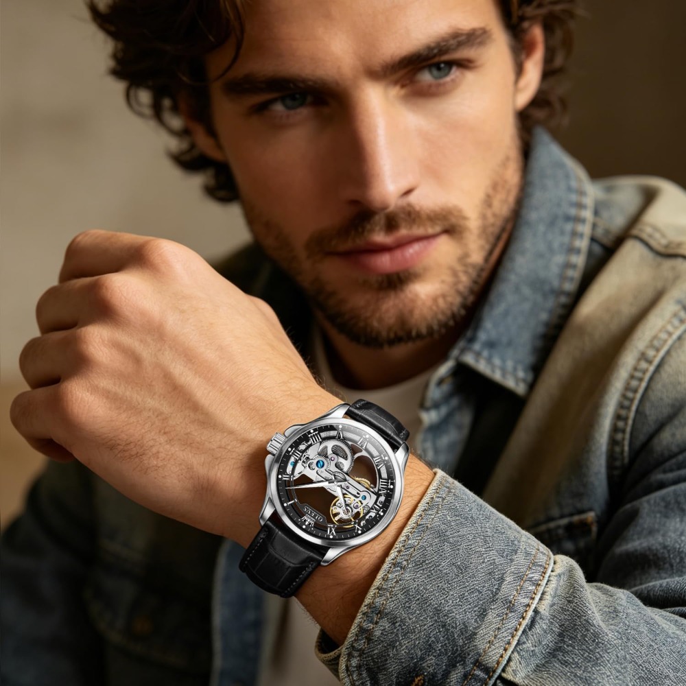 นาฬิกาออโตเมติกโครงกระดูกสำหรั - Mens Fashion Style Images บทวิจารณ์และราคา