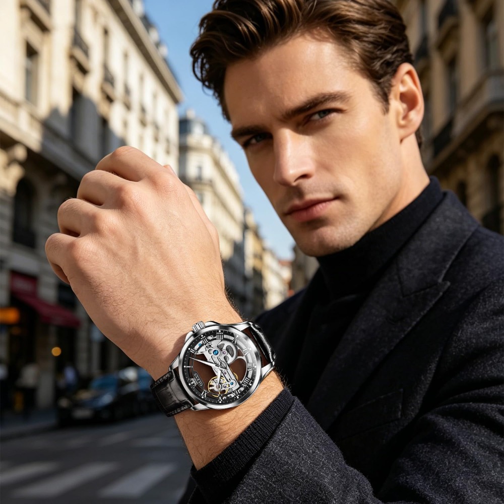 นาฬิกาออโตเมติกโครงกระดูกสำหรั - Mens Fashion Style Images บทวิจารณ์และราคา