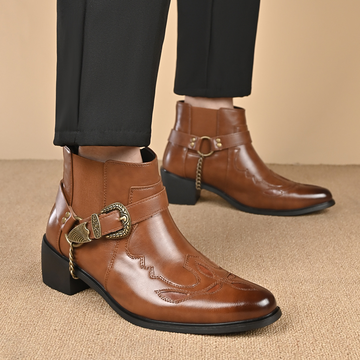 รองเท้าบูทคาวบอยวินเทจหนังแท้ท - Men Fashion Vintage บทวิจารณ์และราคา