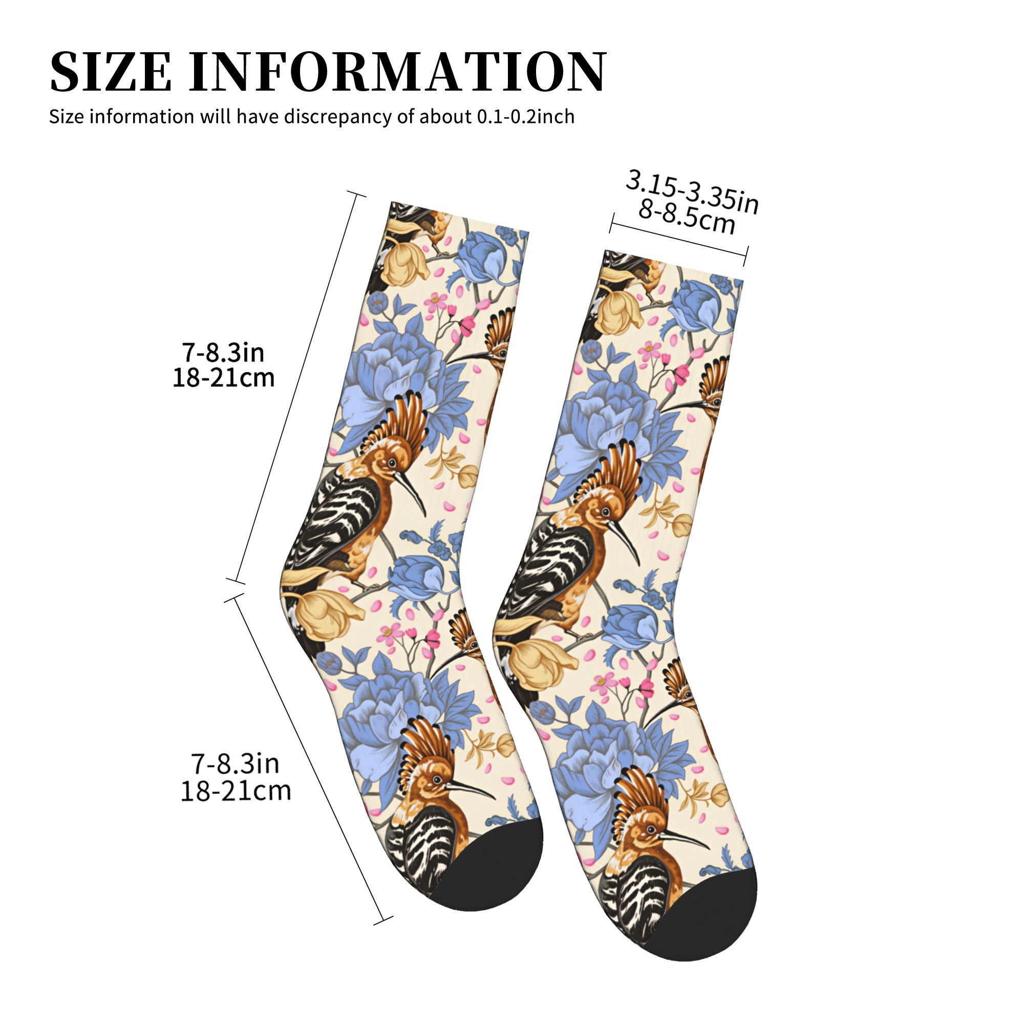Hoopoe Bird Blue Peony ถุงเท้า - Men Fashion Vintage บทวิจารณ์และราคา