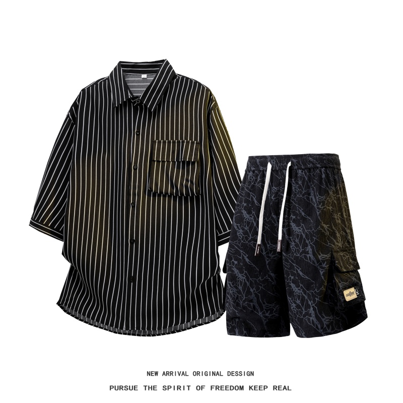 【เสื้อ+กางเกงขาสั้น】ชุดเสื้อเช - Men'S Fashion Pants บทวิจารณ์และราคา
