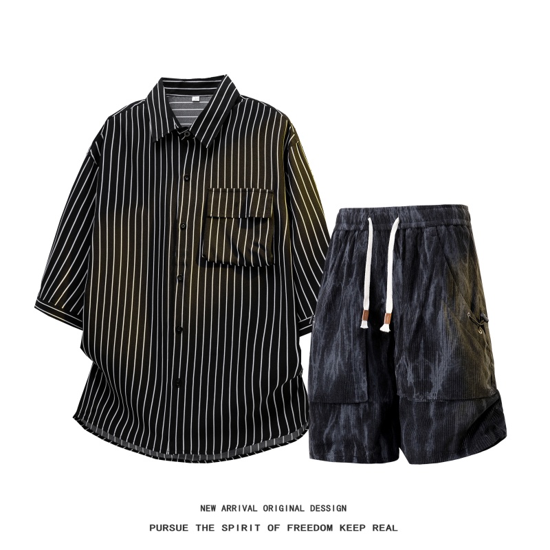 【เสื้อ+กางเกงขาสั้น】ชุดเสื้อเช - Men'S Fashion Pants บทวิจารณ์และราคา